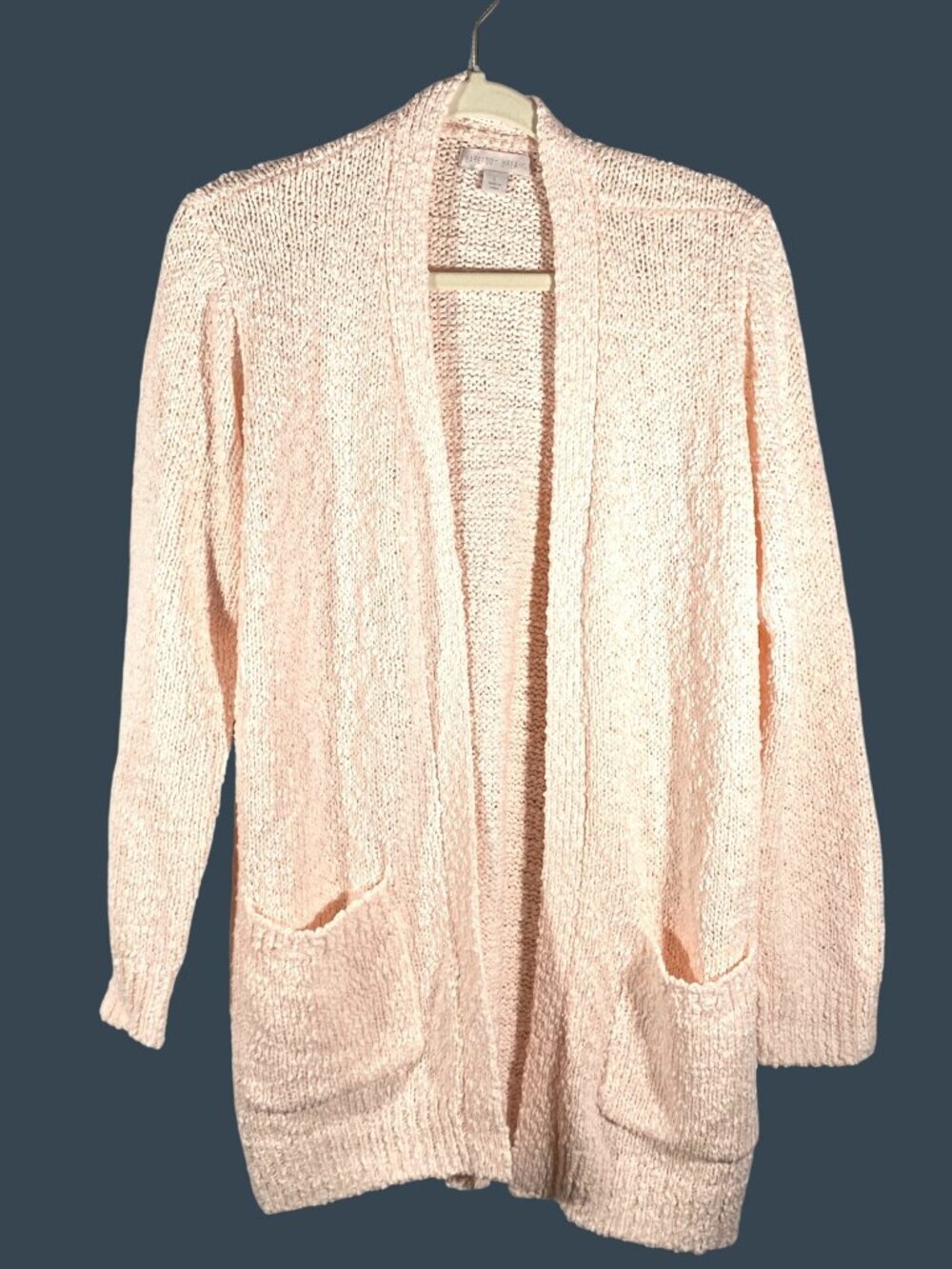 Barefoot Dreams Open Front textured baby Pink Cardigan L Soft Knit Pockets cozy